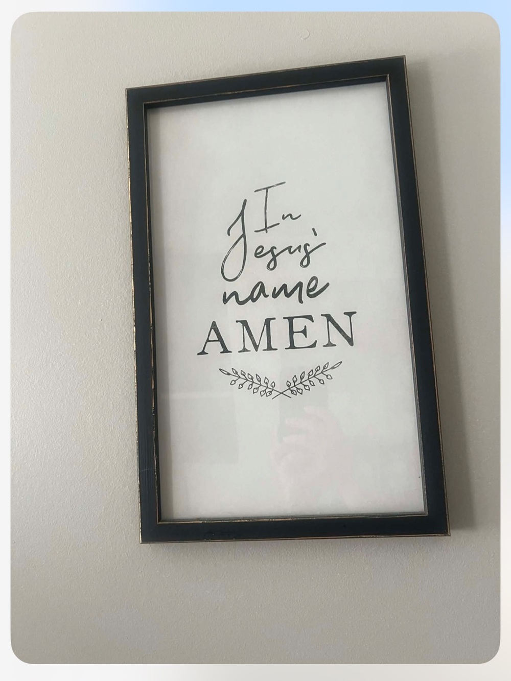 Framed Wall Art "In Jesus' Name AMEN" - Black Frame